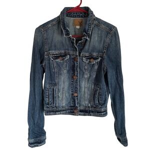 American Eagle Outfitters Womens Medium Wash Denim Trucker Jacket Size M